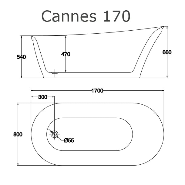 Badekar - Cannes 170 fritstående badekar