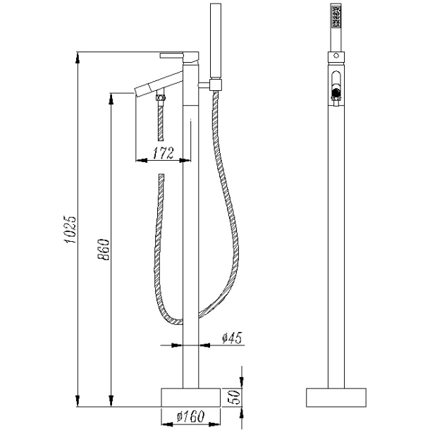 Fritstående armatur med topgreb