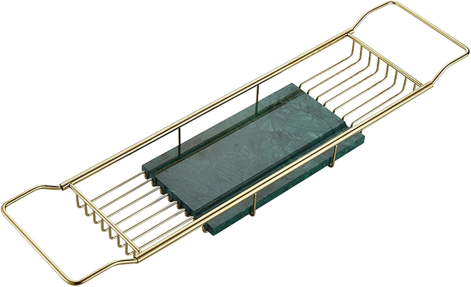 Badekarshylde Messing - grøn marmor