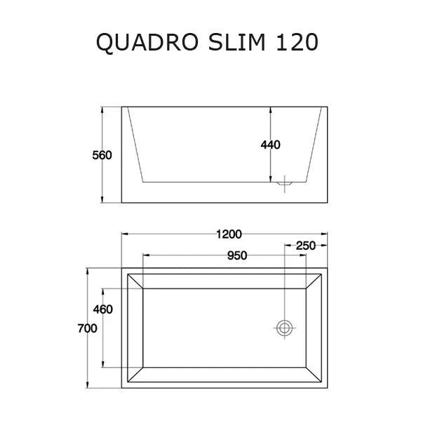 Badekar - Quadro Slim 120 Blank